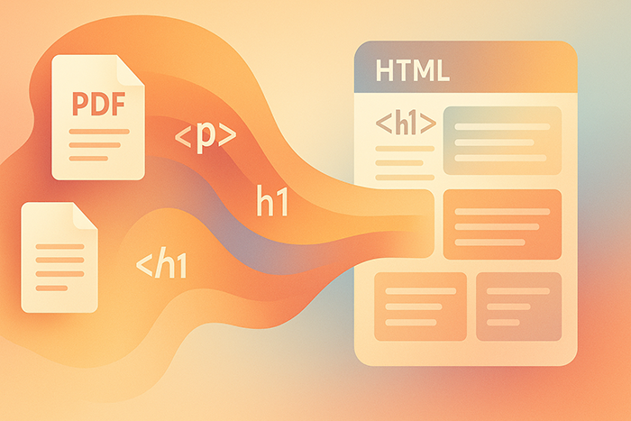 abstract image showing conversion from pdf to html